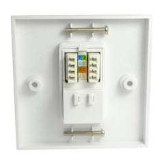 White Single Gang Electrical Faceplate with one white RJ45 CAT6 Ethernet Network module