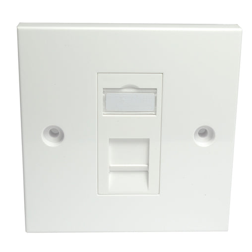 White Single Gang Electrical Faceplate with one white RJ45 CAT6 Ethernet Network module