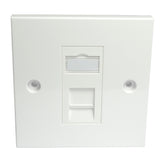 White Single Gang Electrical Faceplate with one white RJ45 CAT6 Ethernet Network module