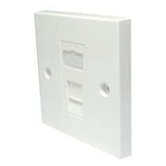 White Single Gang Electrical Faceplate with one white RJ45 CAT6 Ethernet Network module