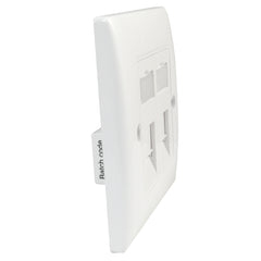 Soft Edge White Single Gang Electrical Faceplate with Two White RJ45 CAT6 Ethernet Network Modules