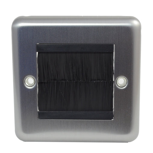 Stainless Steel Brush Faceplate Brushplate with Black Brush Module in Varilight XSG2 Single Gang Faceplate