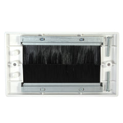 White Brush Faceplate Brushplate with Integrated Black Brushes Rounded Double Gang Faceplate Kauden SX7225RB