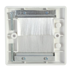 White Brush Faceplate Brushplate with Integrated White Brushes Rounded Single Gang Faceplate Kauden SX7226WR