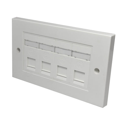 Quad RJ45 Outlet with White Faceplate front