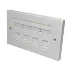 Quad RJ45 Outlet with White Faceplate front