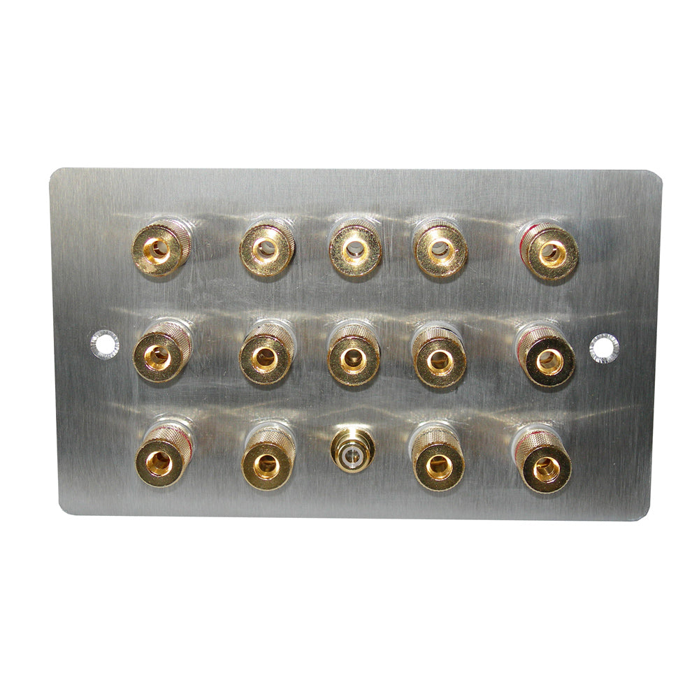 7.1 speaker plate in steel with gold posts main