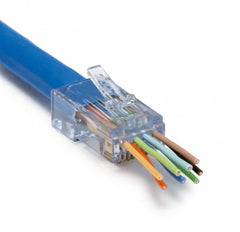 ezEx48 cat6a connectors front pk 50 100029C with cable