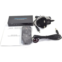 optical switch 4in 1out SPDIF TOSLINK complete kit
